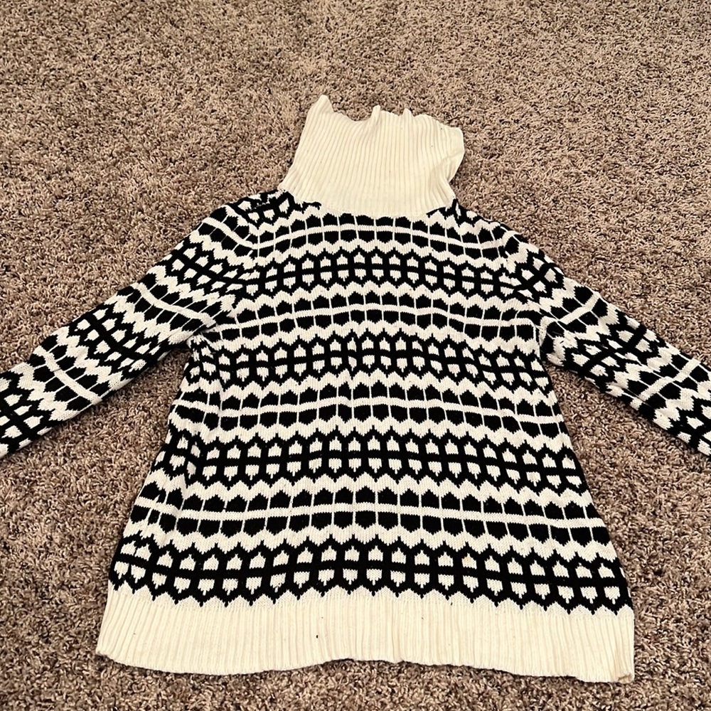 Talbots Petite Black & White Turtleneck Sweater